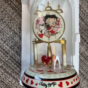 Betty Boop Gold Anniversary Clock with Red Heart Accents